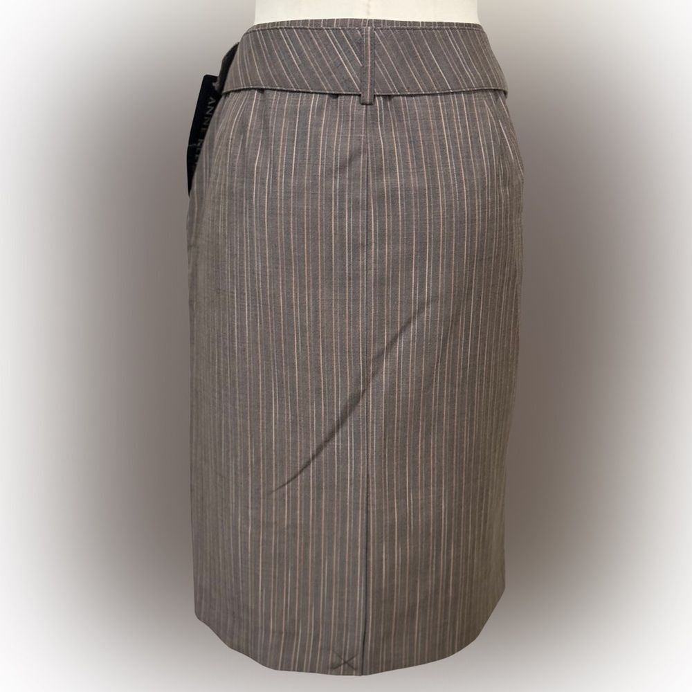 Anne Klein Striped Gray/Peach Pinstriped Monte Carlo Skirt, Size Medium